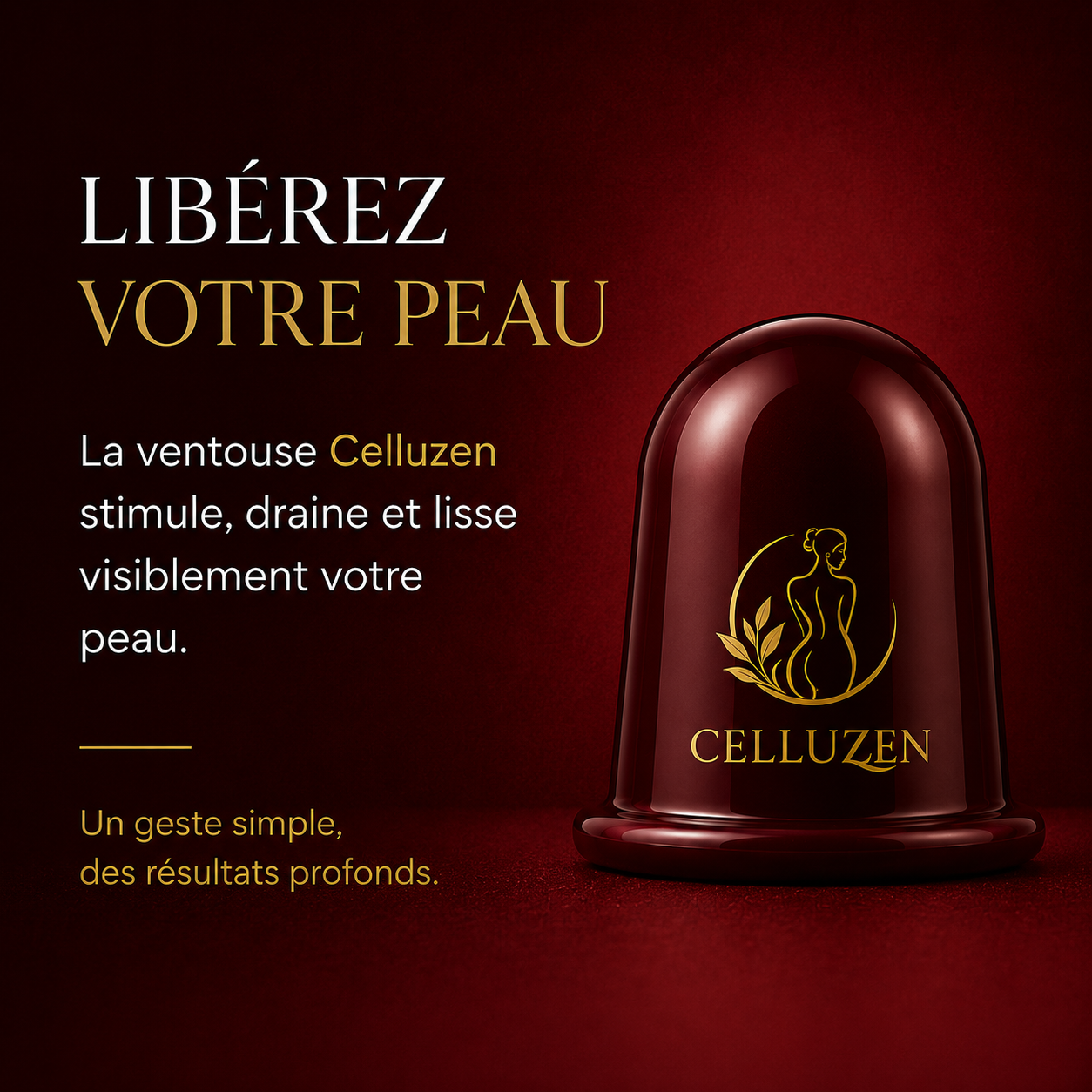 Libérez votre peau — la ventouse CELLUZEN stimule, draine et lisse