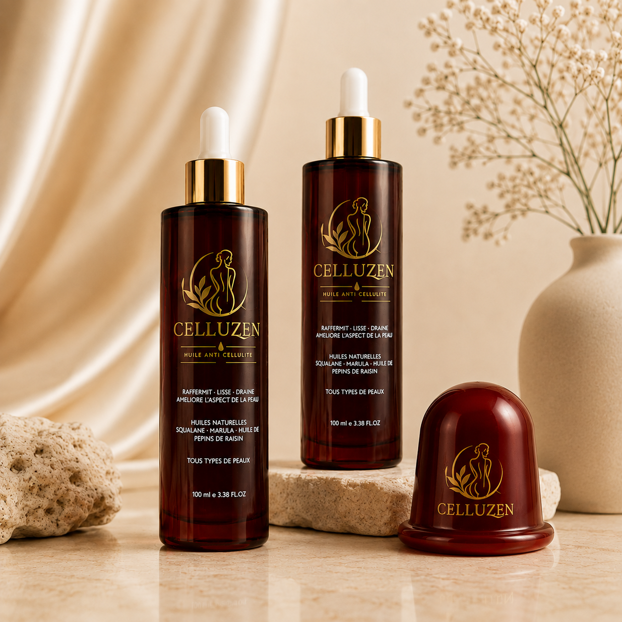 Duo Routine CELLUZEN : 2 huiles + 1 ventouse
